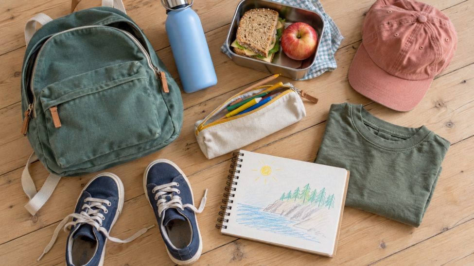 Affaires préparées pour un stage de vacances