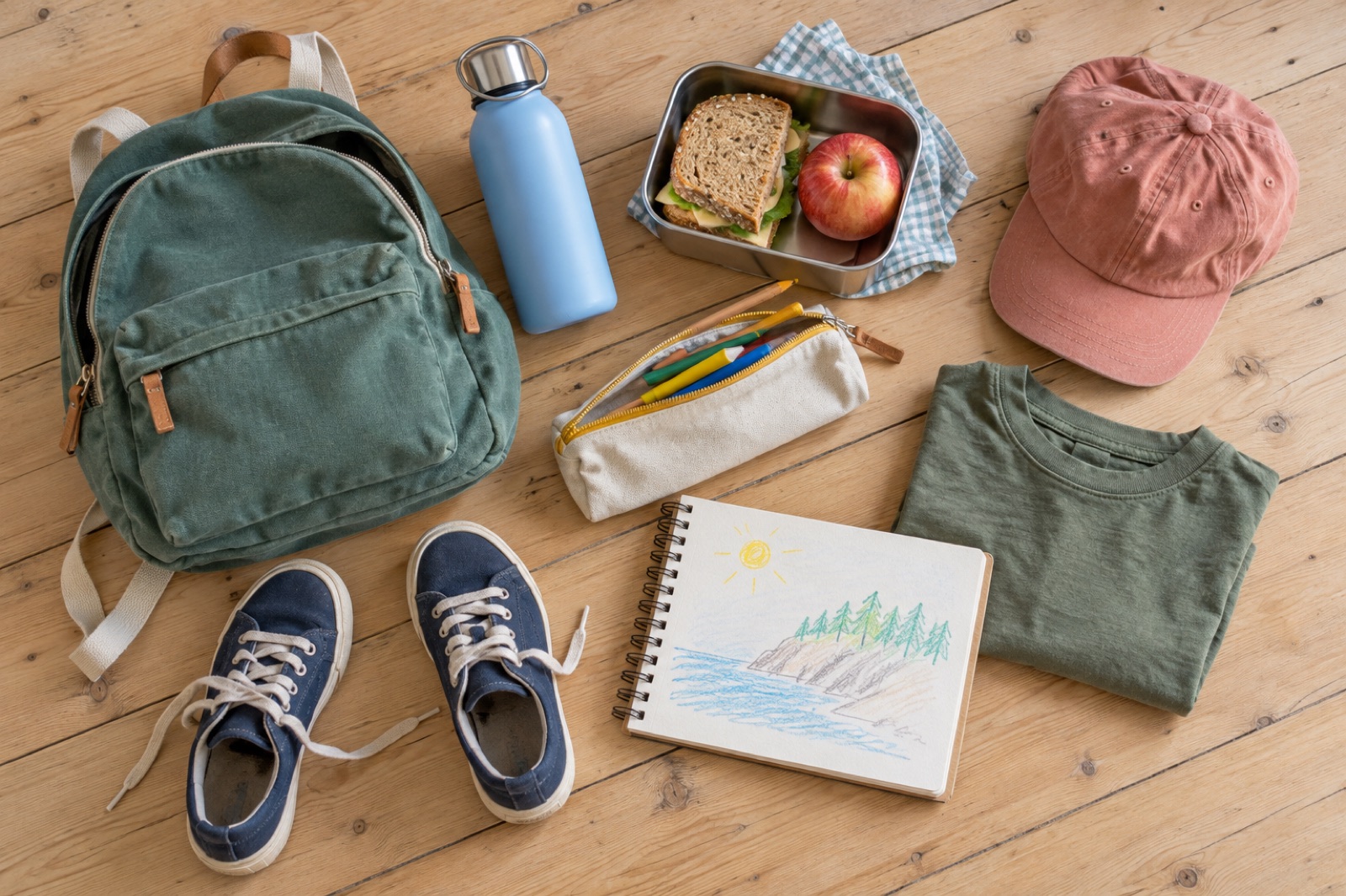 Affaires préparées pour un stage de vacances