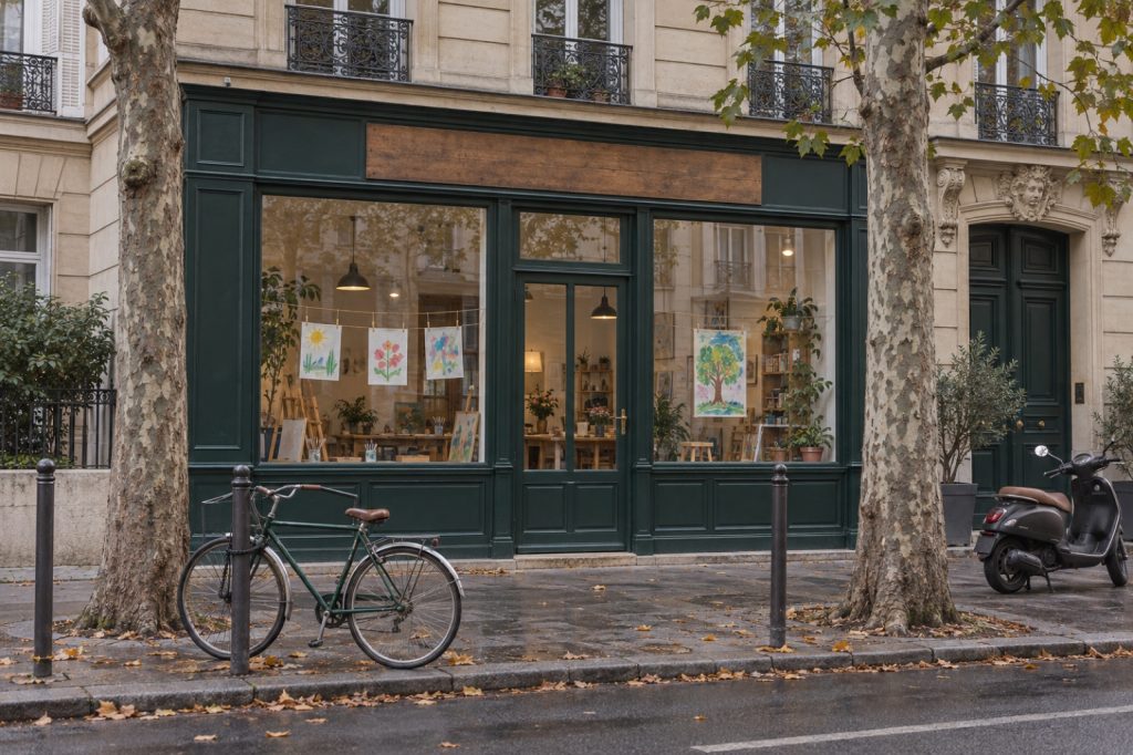 Façade de l'atelier dans une rue parisienne