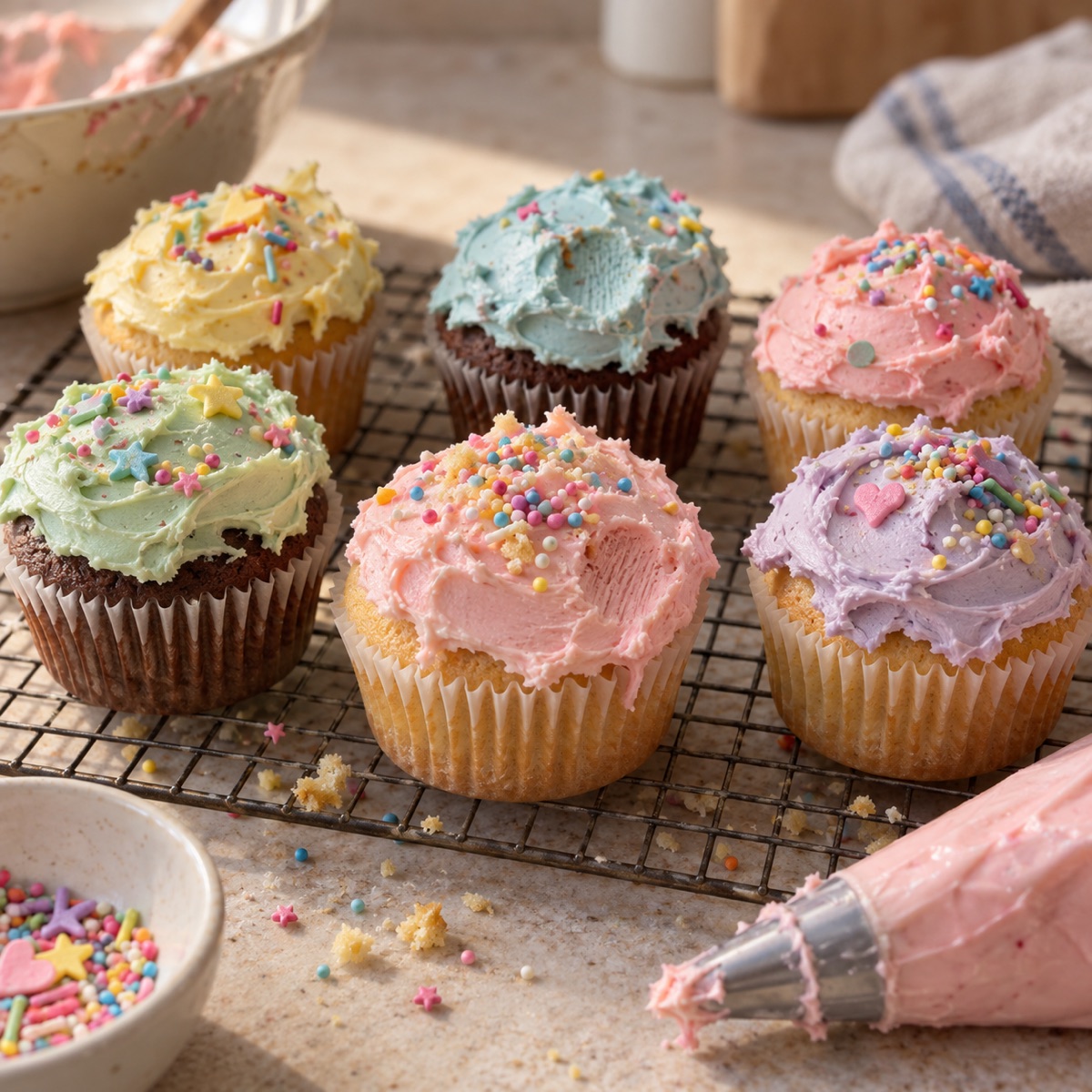 Cupcakes décorés lors d'un anniversaire pâtisserie