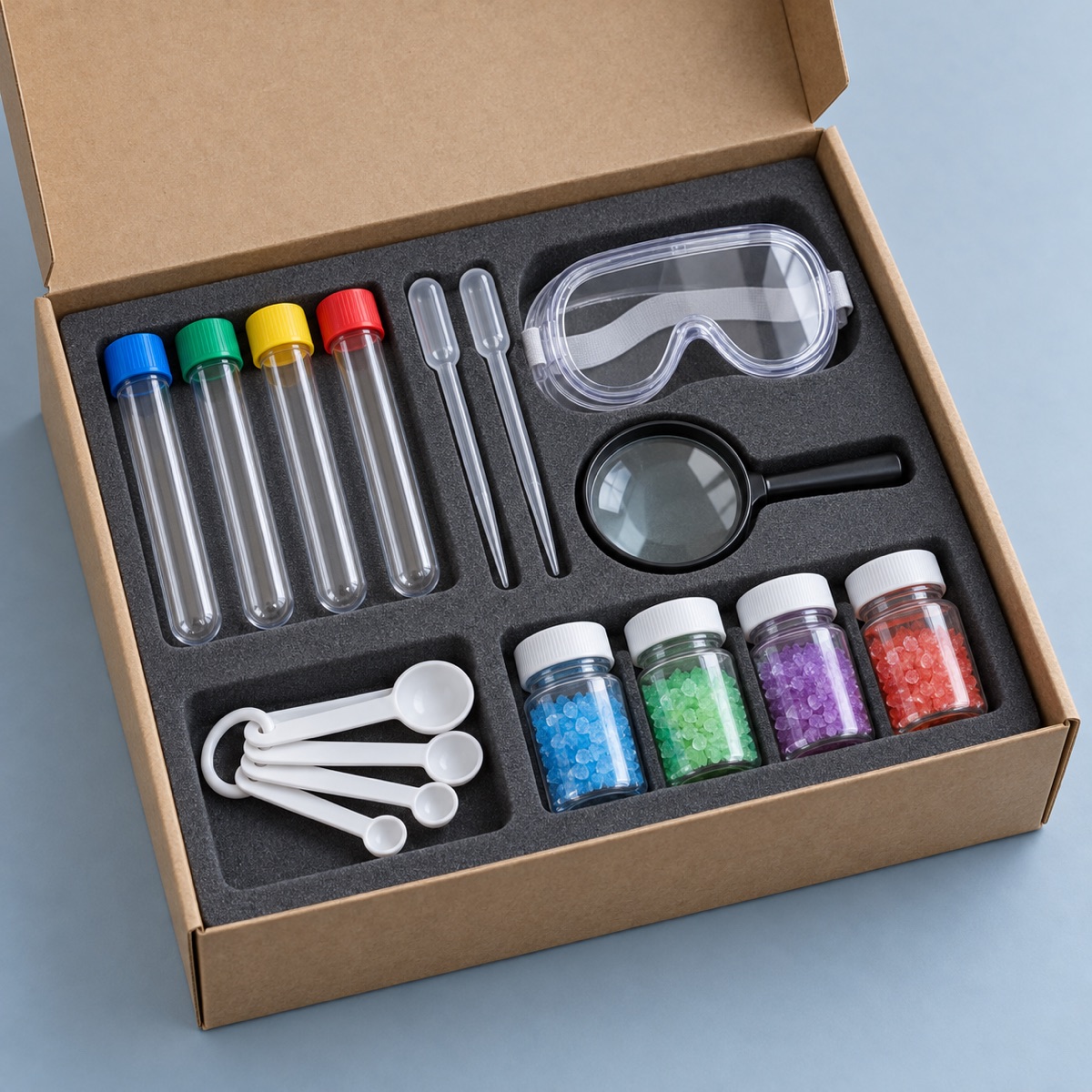 Kit du petit scientifique avec tubes à essai et loupe