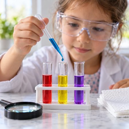 Expérience de chimie colorée avec des enfants