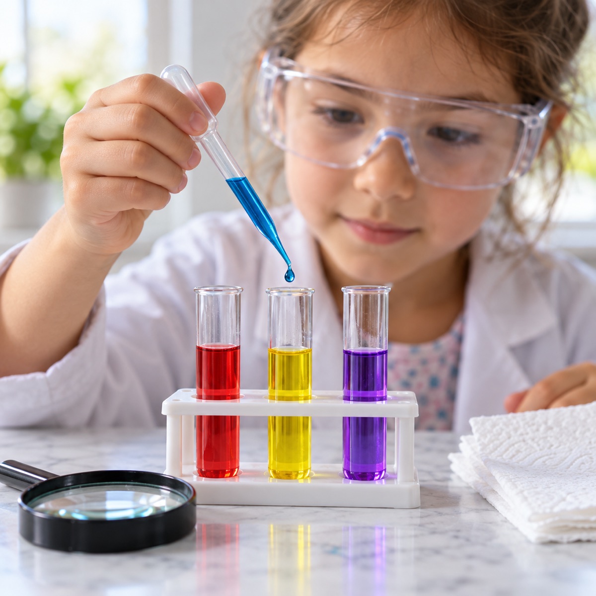 Expérience de chimie colorée avec des enfants