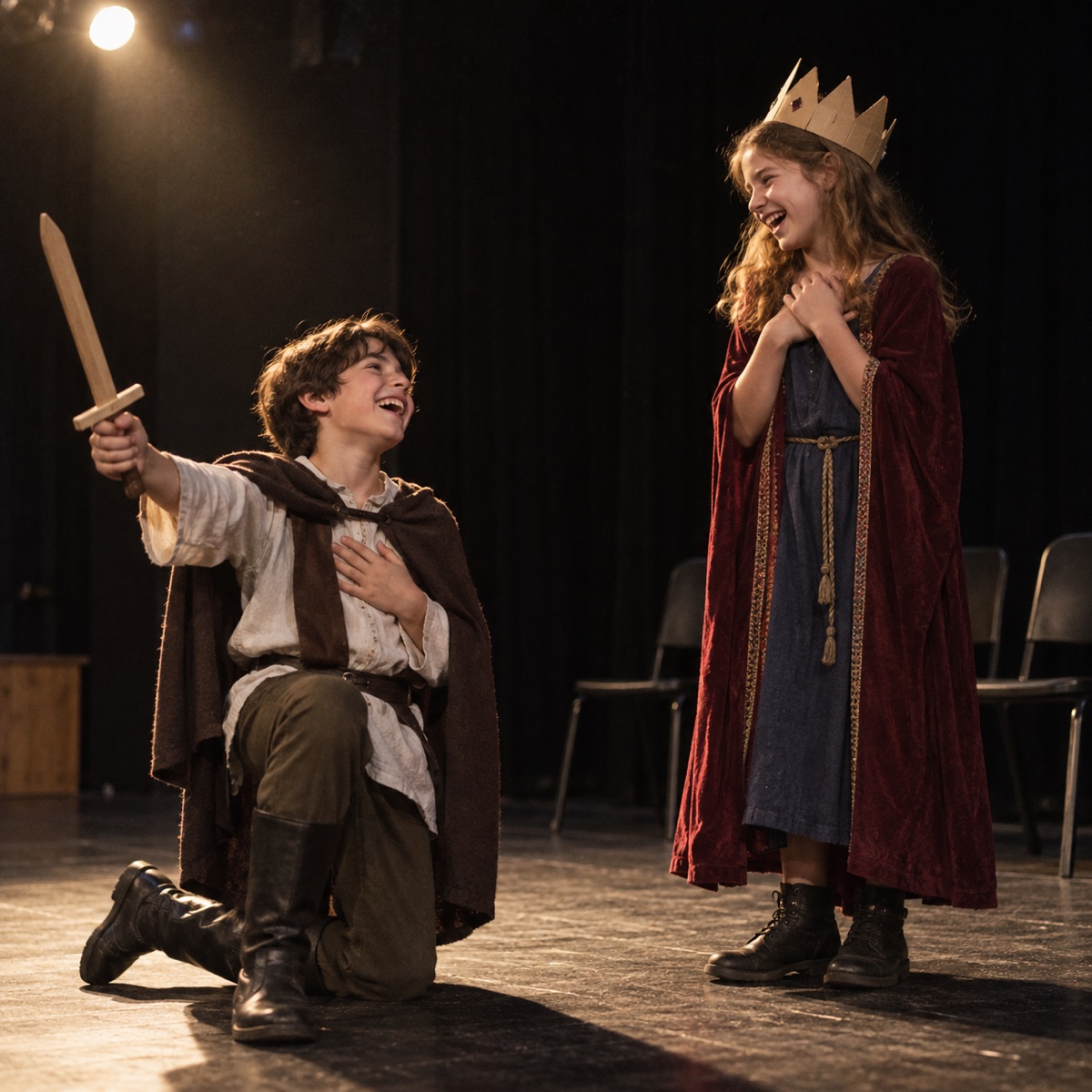 Enfants qui improvisent une scène de théâtre